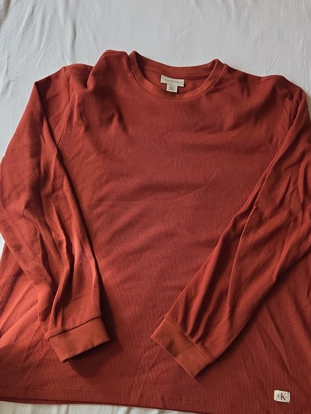 Calvin Klein Jeans Ribbed Long Sleeve Top Red